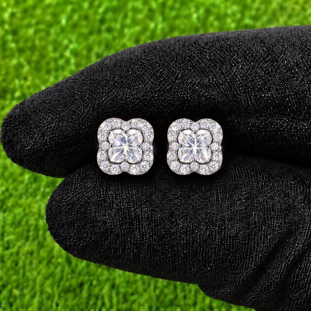 REAL 925 VVS MOISSANITE CLOVER EARRINGS